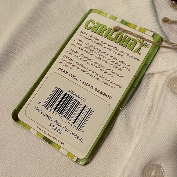 NWT Carolina Bamboo Men’s XL White Polo - Picture 4 of 4